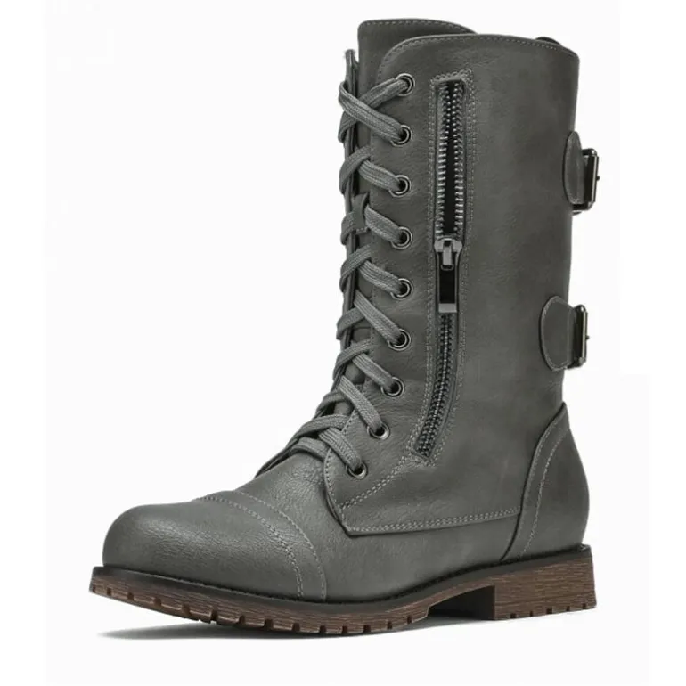 Utilitarian Ankle Mid Calf Combat Boots