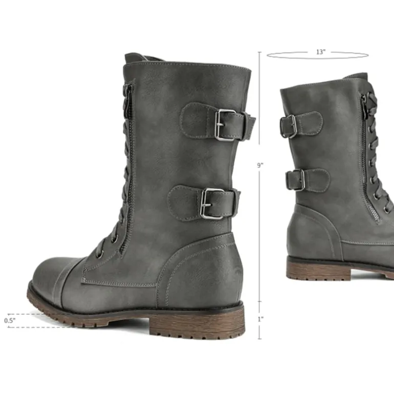 Utilitarian Ankle Mid Calf Combat Boots
