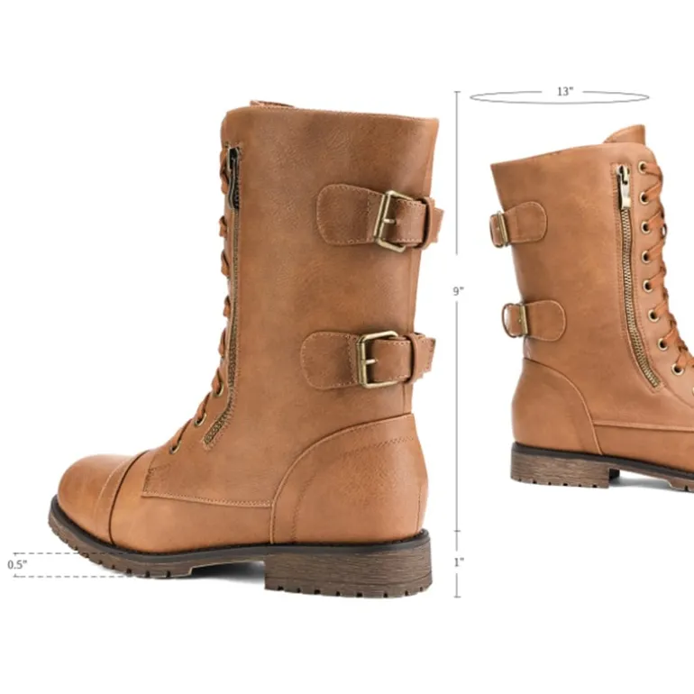 Utilitarian Ankle Mid Calf Combat Boots