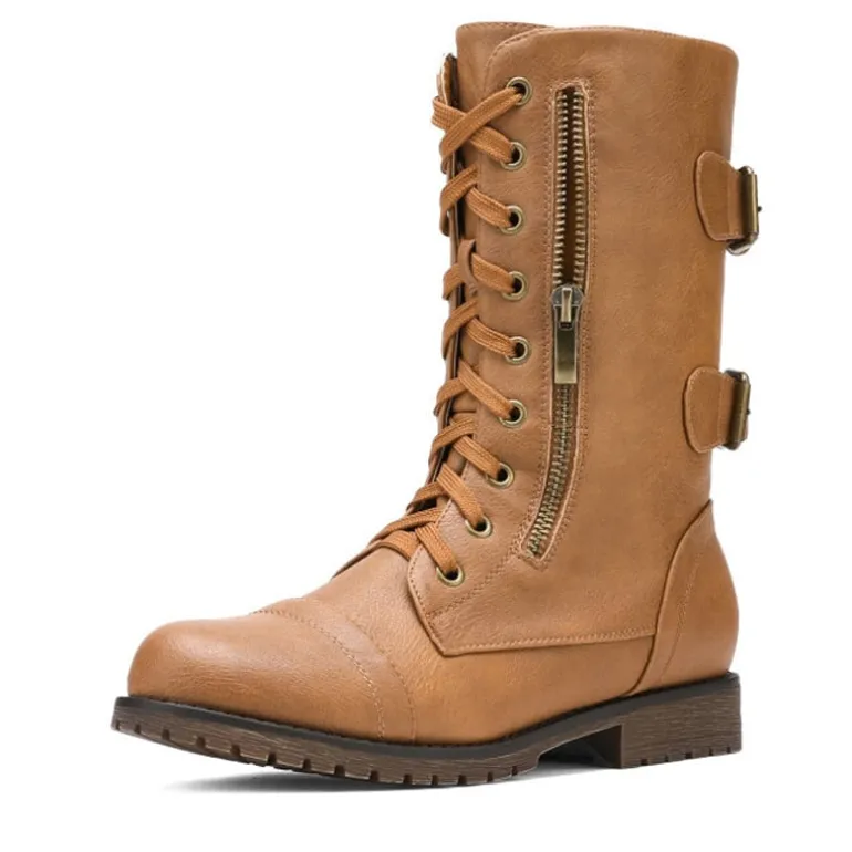 Utilitarian Ankle Mid Calf Combat Boots
