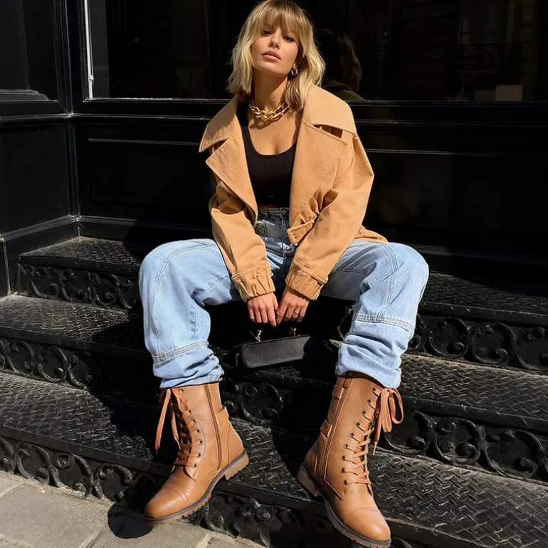 Utilitarian Ankle Mid Calf Combat Boots