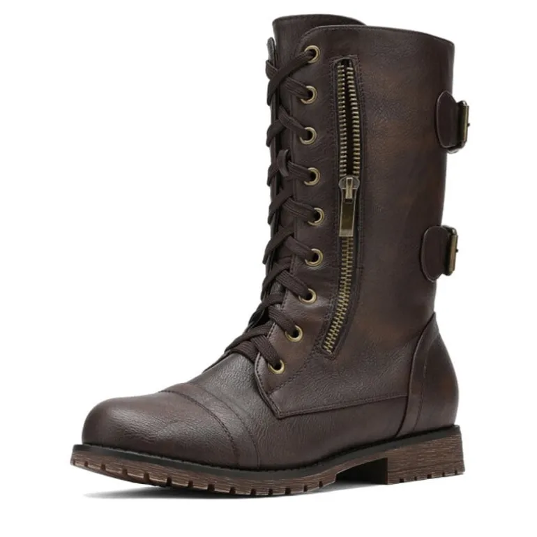 Utilitarian Ankle Mid Calf Combat Boots