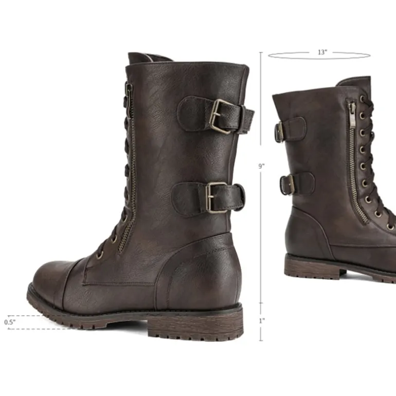 Utilitarian Ankle Mid Calf Combat Boots