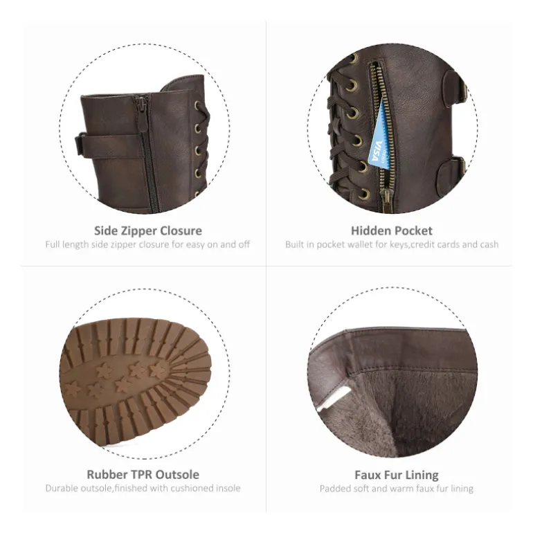 Utilitarian Ankle Mid Calf Combat Boots
