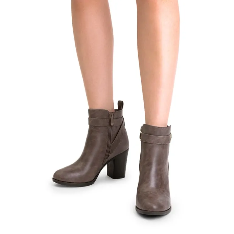 Vegan Leather Chunky Heel Ankle Boots