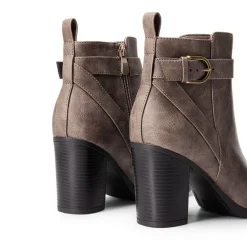 Vegan Leather Chunky Heel Ankle Boots