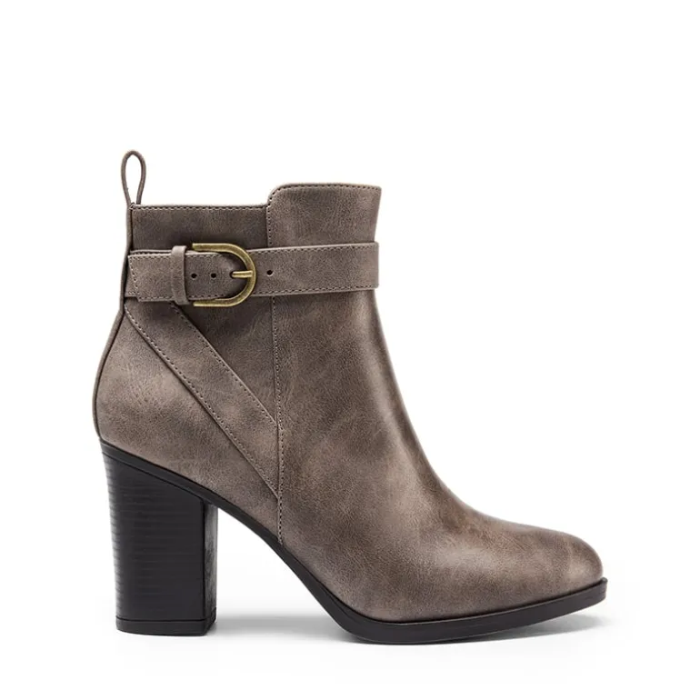 Vegan Leather Chunky Heel Ankle Boots
