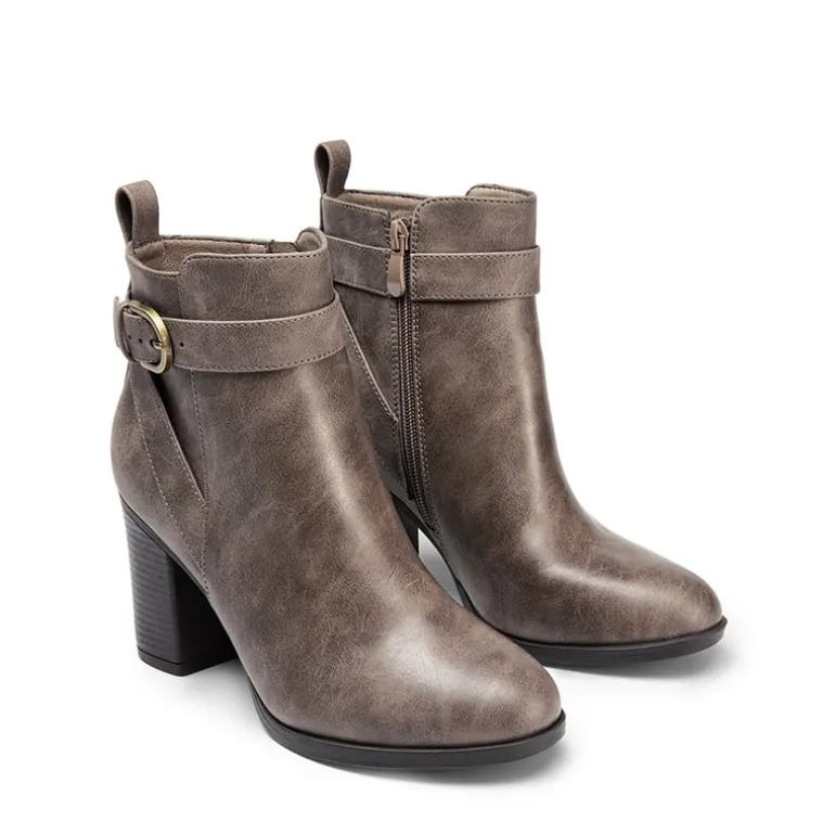 Vegan Leather Chunky Heel Ankle Boots
