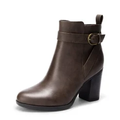 Vegan Leather Chunky Heel Ankle Boots