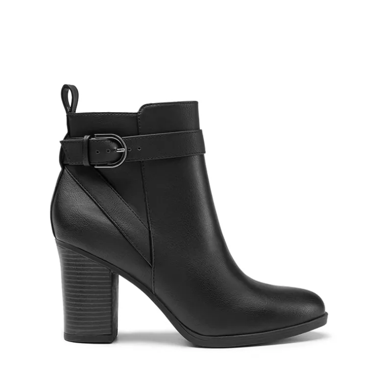 Vegan Leather Chunky Heel Ankle Boots