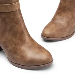 Vegan Leather Chunky Heel Ankle Boots