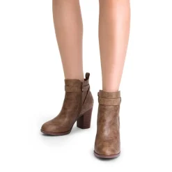 Vegan Leather Chunky Heel Ankle Boots