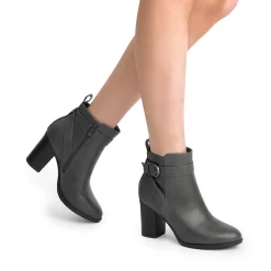 Vegan Leather Chunky Heel Ankle Boots