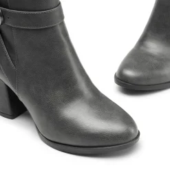 Vegan Leather Chunky Heel Ankle Boots