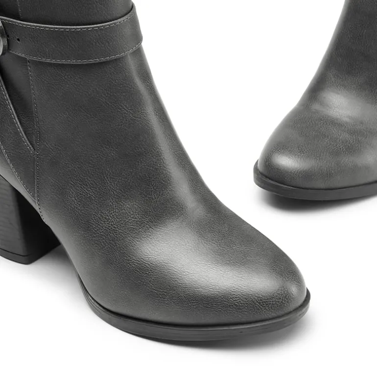 Vegan Leather Chunky Heel Ankle Boots