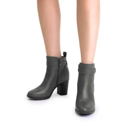 Vegan Leather Chunky Heel Ankle Boots