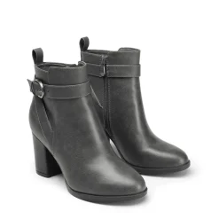 Vegan Leather Chunky Heel Ankle Boots