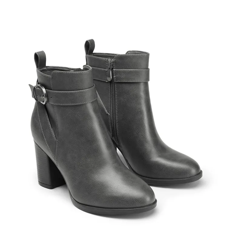 Vegan Leather Chunky Heel Ankle Boots