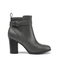 Vegan Leather Chunky Heel Ankle Boots