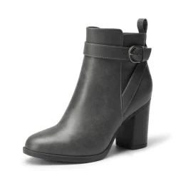 Vegan Leather Chunky Heel Ankle Boots