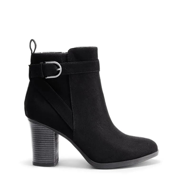 Vegan Leather Chunky Heel Ankle Boots