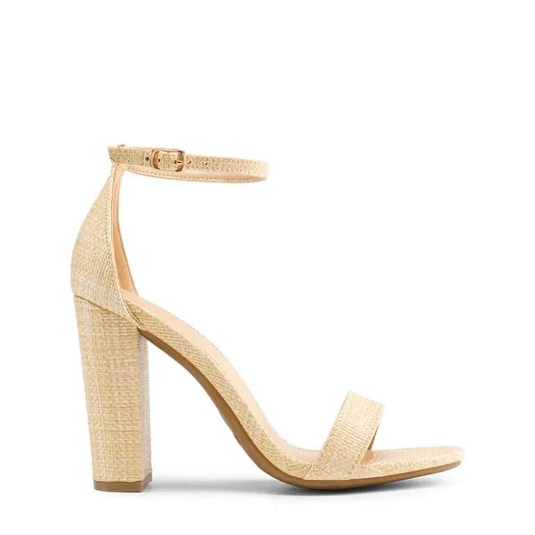 Vegan Leather Chunky Heel Sandals