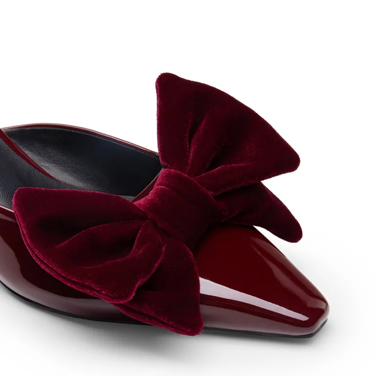 Velvet Bow Kitten Heeled Mules
