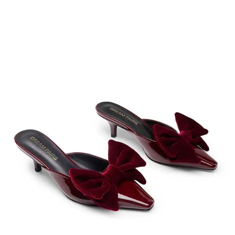 Velvet Bow Kitten Heeled Mules