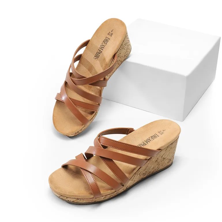 Velvety Layer Strappy Wedge Sandals
