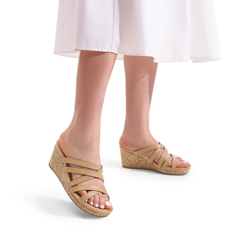 Velvety Layer Strappy Wedge Sandals