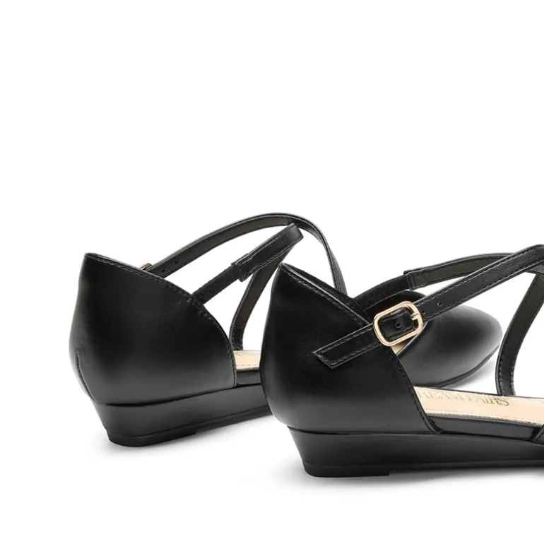 V-shaped Cutout Low Wedge Flats