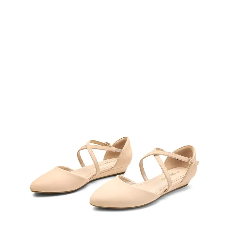V-shaped Cutout Low Wedge Flats