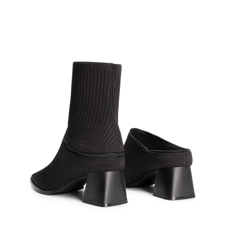 Waterproof Block Heel Knit Ankle Boots