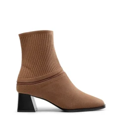 Waterproof Block Heel Knit Ankle Boots