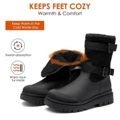 Waterproof Fur Lining Mid Calf Snow Boots