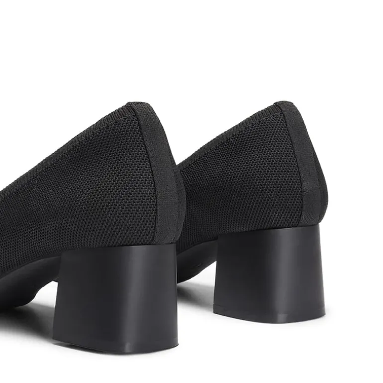 Water-Resistant Block Heel Knit Pumps