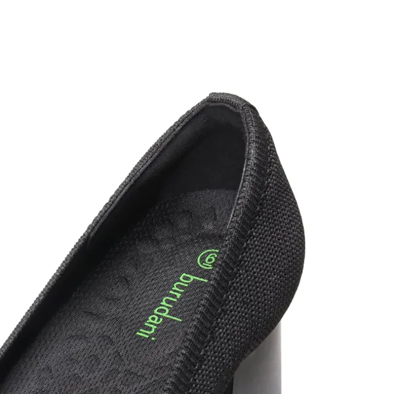 Water-Resistant Block Heel Knit Pumps