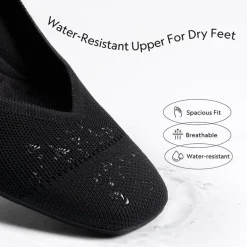 Water-Resistant Block Heel Knit Pumps