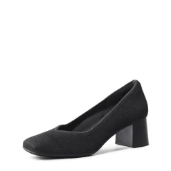 Water-Resistant Block Heel Knit Pumps