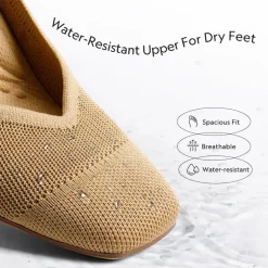 Water-Resistant Block Heel Knit Pumps