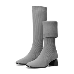 Water-Resistant Block Heel Knee High Boots