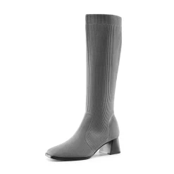 Water-Resistant Block Heel Knee High Boots