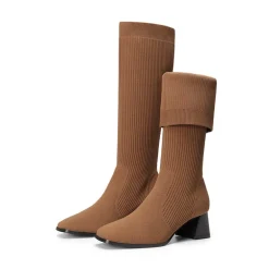 Water-Resistant Block Heel Knee High Boots