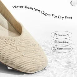 Water-Resistant Square-Toe Flats