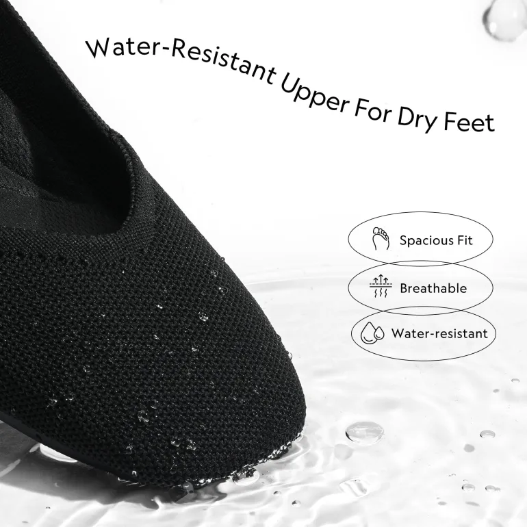 Water-Resistant Square-Toe Flats