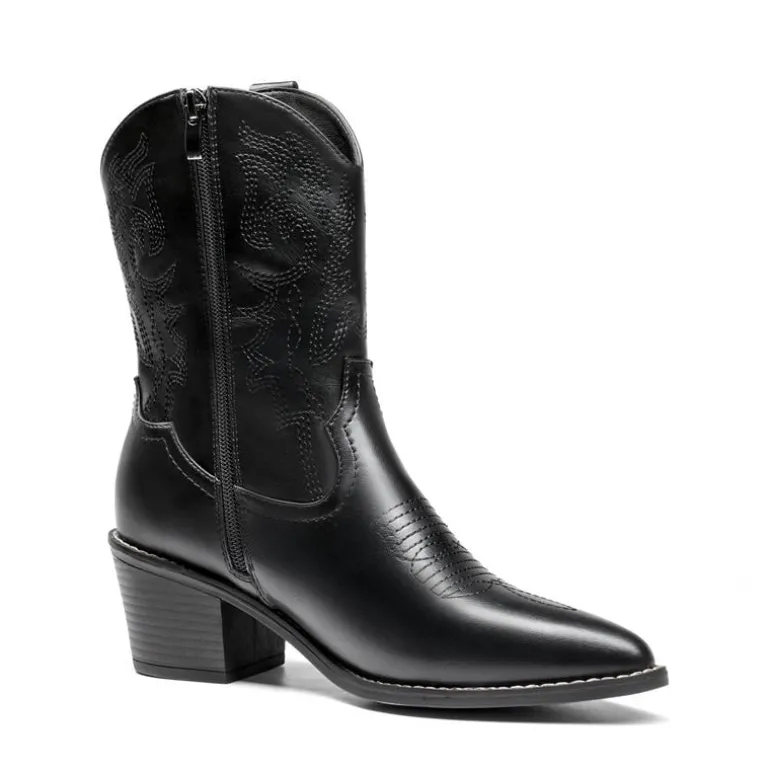 Western Chunky Heel Cowboy Ankle Boots