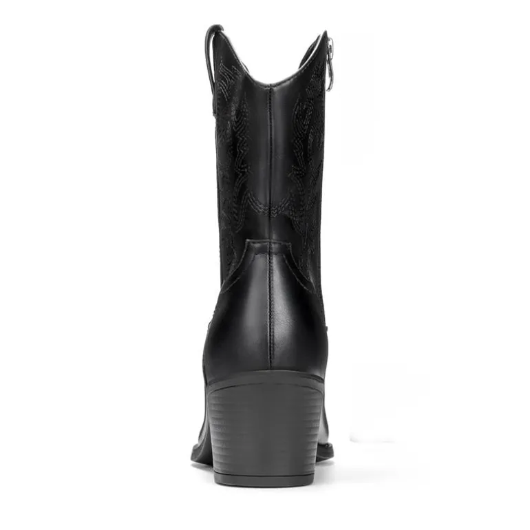 Western Chunky Heel Cowboy Ankle Boots
