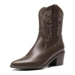 Western Chunky Heel Cowboy Ankle Boots