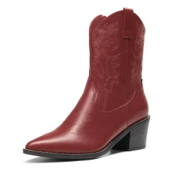 Western Chunky Heel Cowboy Ankle Boots