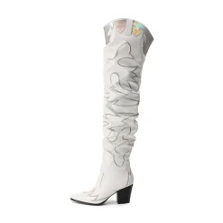 Western Embroidery Thigh High Boots